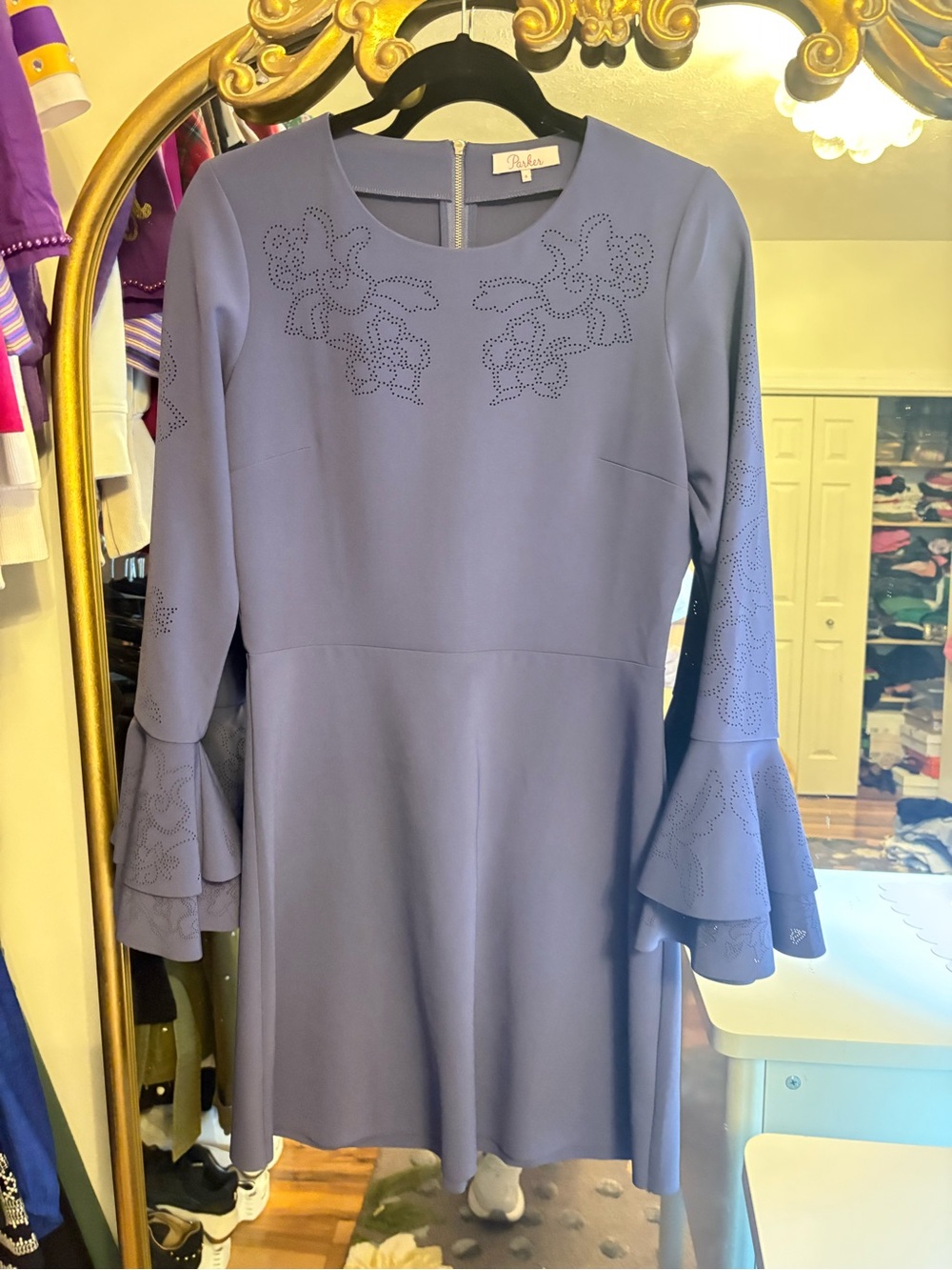 Parker size 8 blue cutout bell sleeves dress from when